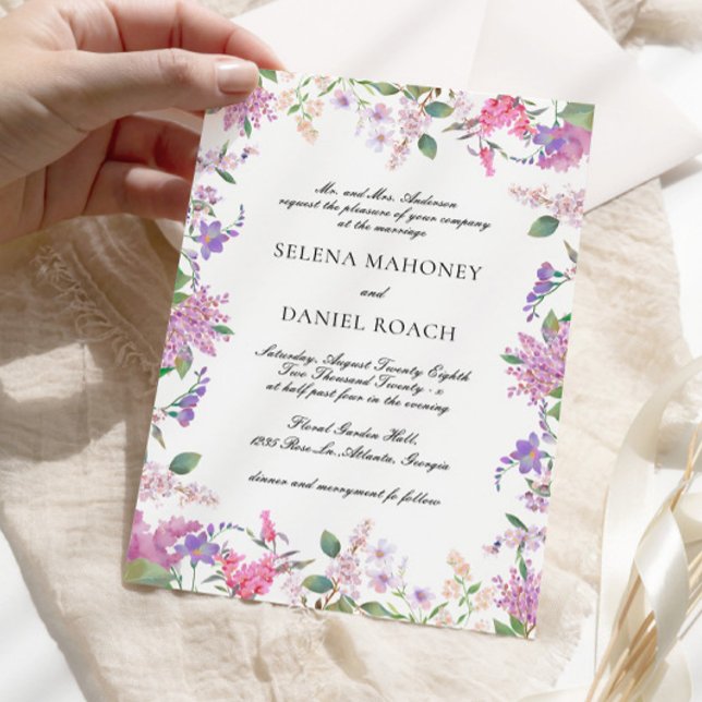 Invitación Elegante Boda Lilac Wildflowers Lavender (Subido por el creador)