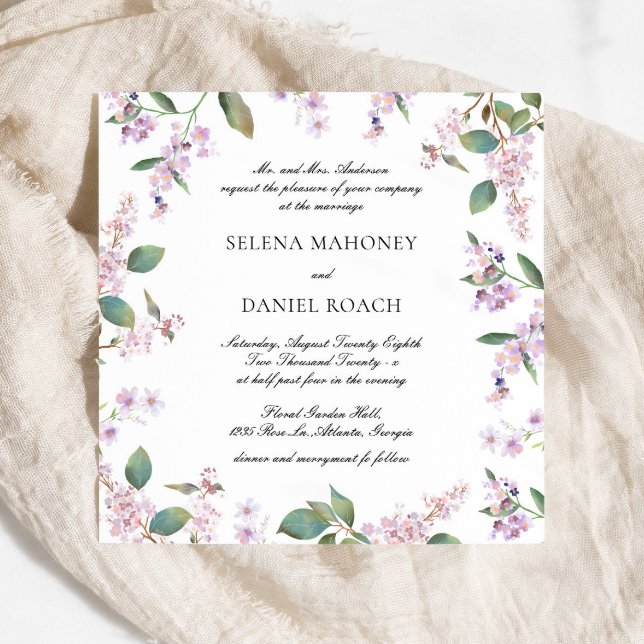 Invitación Elegante Boda Lilac Wildflowers Lavender (Subido por el creador)