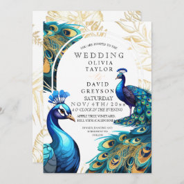 Invitación Elegante Boda Lux Peacocks Flora