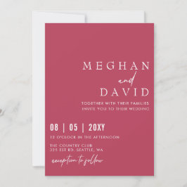 Invitación Elegante Boda magenta simple manuscrito