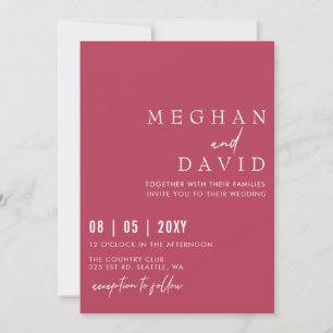 Invitación Elegante Boda magenta simple manuscrito