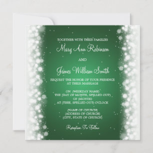 Invitación Elegante Boda Magia Esparkle Verde