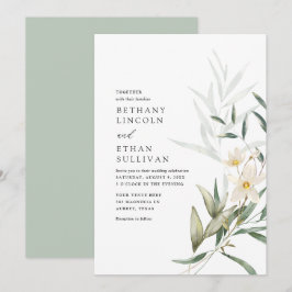 Invitación Elegante Boda Magnolia Greenery