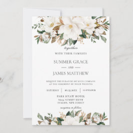 Invitación Elegante Boda Marfil Magnolia Floral Greeneration