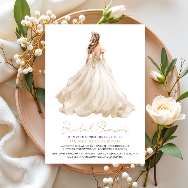 Invitación Elegante Boda marfileña moderna Vestido ducha de n (Subido por el creador)