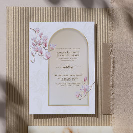 Invitación Elegante Boda marfileño Rubor Paisley Magnolia