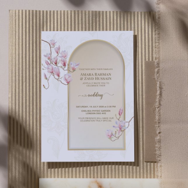 Invitación Elegante Boda marfileño Rubor Paisley Magnolia (Subido por el creador)