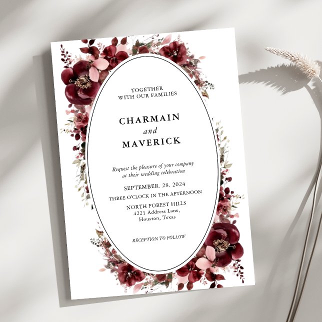 Invitación Elegante Boda Maroon Burgundy (Subido por el creador)