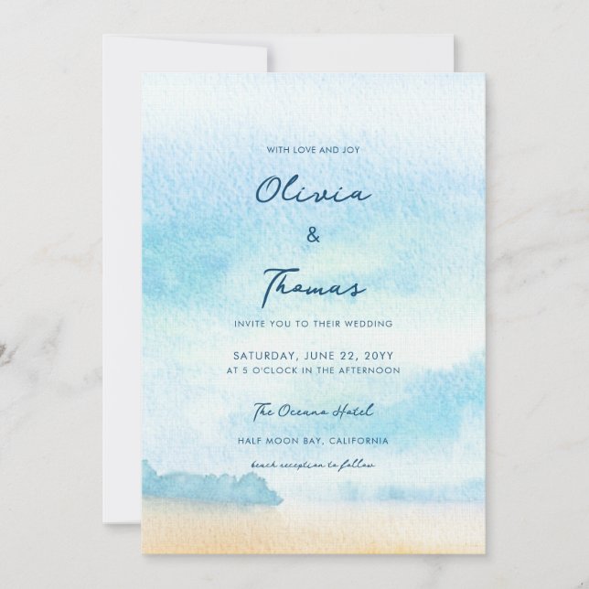 Invitación Elegante Boda Materna Océano húmedo frente al mar (Anverso)