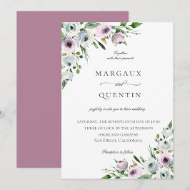 Invitación Elegante Boda Mauve Floral