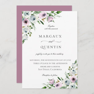 Invitación Elegante Boda Mauve Floral