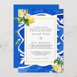 Invitación Elegante Boda mediterráneo floral y limón