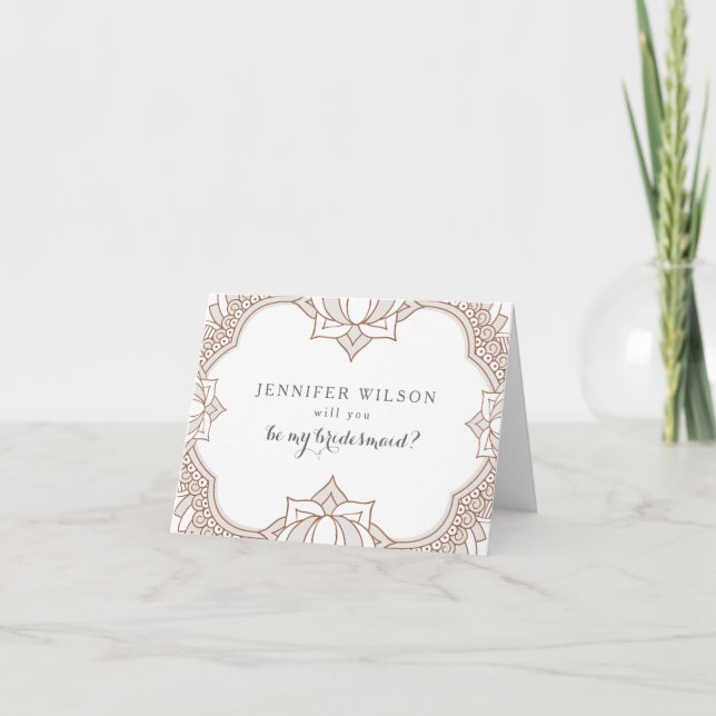 Invitación Elegante Boda Mehndi (Anverso)