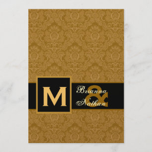 Invitación Elegante Boda metálico Damasco de ORO Premium