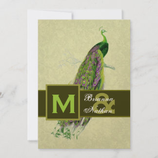 Invitación Elegante Boda metálico Peacock Verde
