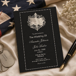 Invitación Elegante Boda Militar Bandera Americana 