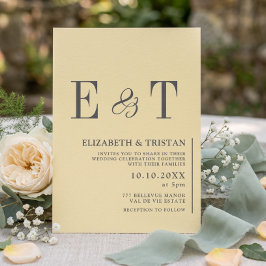 Invitación Elegante Boda Minimalista Amarillo Mantequilla