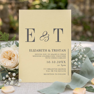Invitación Elegante Boda Minimalista Amarillo Mantequilla