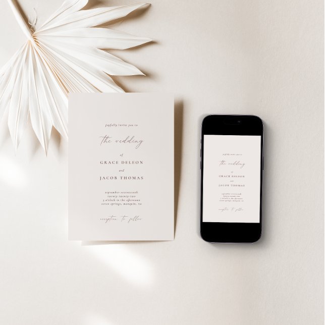 Invitación Elegante Boda Minimalista bohemio de marfil (Subido por el creador)