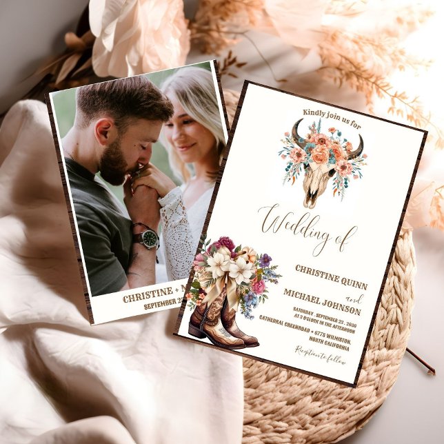 Invitación Elegante Boda Minimalista Boho Occidental Cowboy (Subido por el creador)