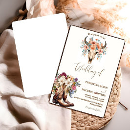 Invitación Elegante Boda Minimalista Boho Occidental Cowboy