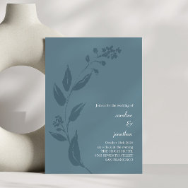 Invitación Elegante Boda Minimalista botánico Verde azulado a
