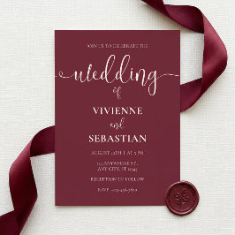 Invitación Elegante boda minimalista con escritura en marfil 