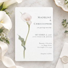 Invitación Elegante Boda Minimalista con Lirio de Calla