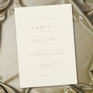 Invitación Elegante Boda Minimalista Crema Marfil