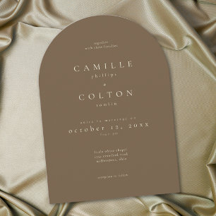 Invitación Elegante Boda Minimalista de Arco de Chocolate Mar
