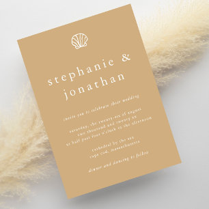 Invitación Elegante Boda minimalista de arena beige de playa 