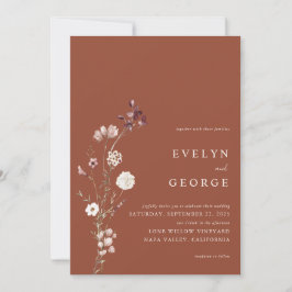 Invitación Elegante Boda Minimalista de Boho Floral