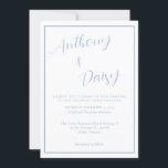 Invitación Elegante Boda Minimalista de borde azul turbio<br><div class="desc">Elegante invitación a la boda Minimalista de la frontera azul turquesa</div>
