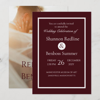 Invitación Elegante Boda Minimalista de Borgoña