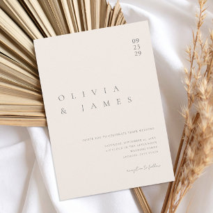 Invitación Elegante Boda Minimalista de Champagne Beige