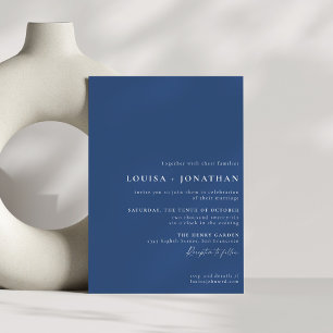 Invitación Elegante Boda minimalista de escritura azul trendy