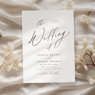 Invitación Elegante boda minimalista de escritura moderna