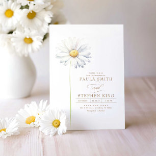 Invitación Elegante Boda Minimalista de flores de margarita b