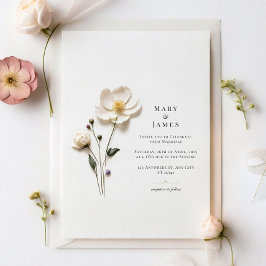 Invitación Elegante Boda Minimalista de flores de Moda