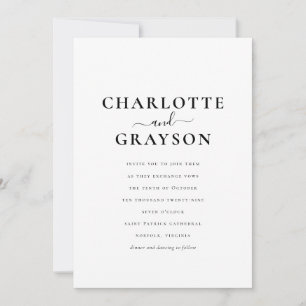 Invitación Elegante Boda Minimalista de fotografías en blanco