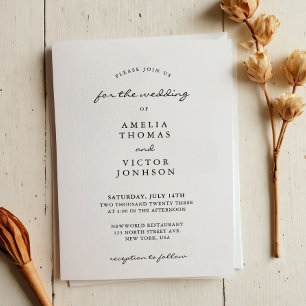 Invitación Elegante Boda minimalista de fotografías en blanco