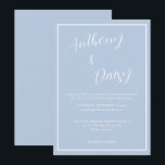 Invitación Elegante Boda Minimalista de la frontera azul turb<br><div class="desc">Elegante Minimalista Dusty Blue Border Invitación</div>