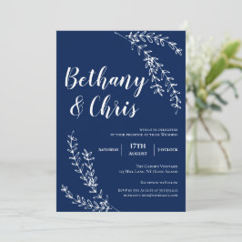 Invitación Elegante Boda Minimalista de la Marina Azul