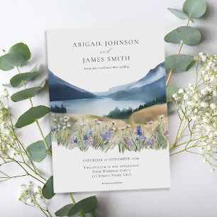 Invitación Elegante Boda Minimalista de la montaña acuática
