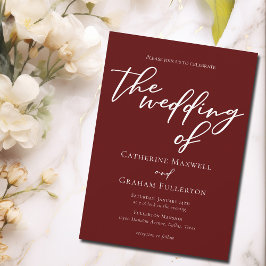 Invitación Elegante Boda Minimalista de la tipografía borgoñe