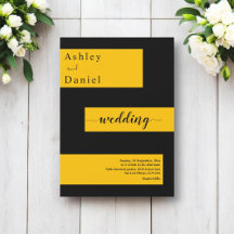 Elegante Boda Minimalista De Moda Negra Y Dorada M