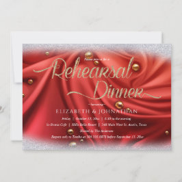 Invitación Elegante Boda minimalista de oro rojo para la cena
