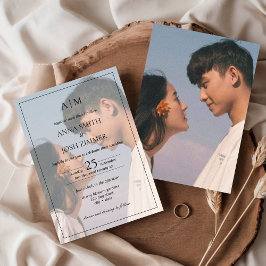 Invitación Elegante Boda Minimalista de superposición de foto