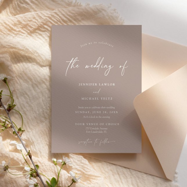 Invitación Elegante Boda Minimalista de Taupe (Subido por el creador)
