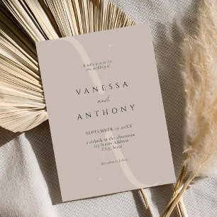 Invitación Elegante Boda Minimalista de Taupe